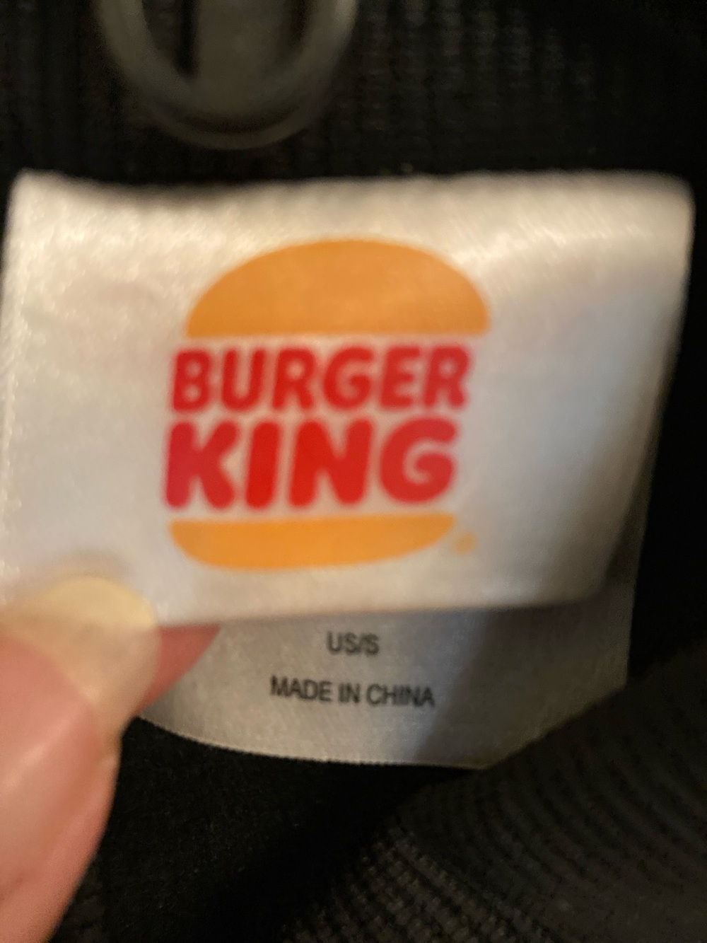 Burger King Men's Black Bomber Jacket Fleece Lined with Orange Trim - Picture 2 of 13